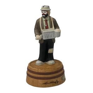 Flambro Emmett Kelly Jr Organ Grinder Musical Clown Figurine Statue Vintage